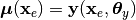 \bm{\mu}(\mathbf{x}_e) = \mathbf{y}(\mathbf{x}_e,\bm\theta_y)