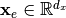 \mathbf{x}_e\in\mathbb{R}^{d_x}
